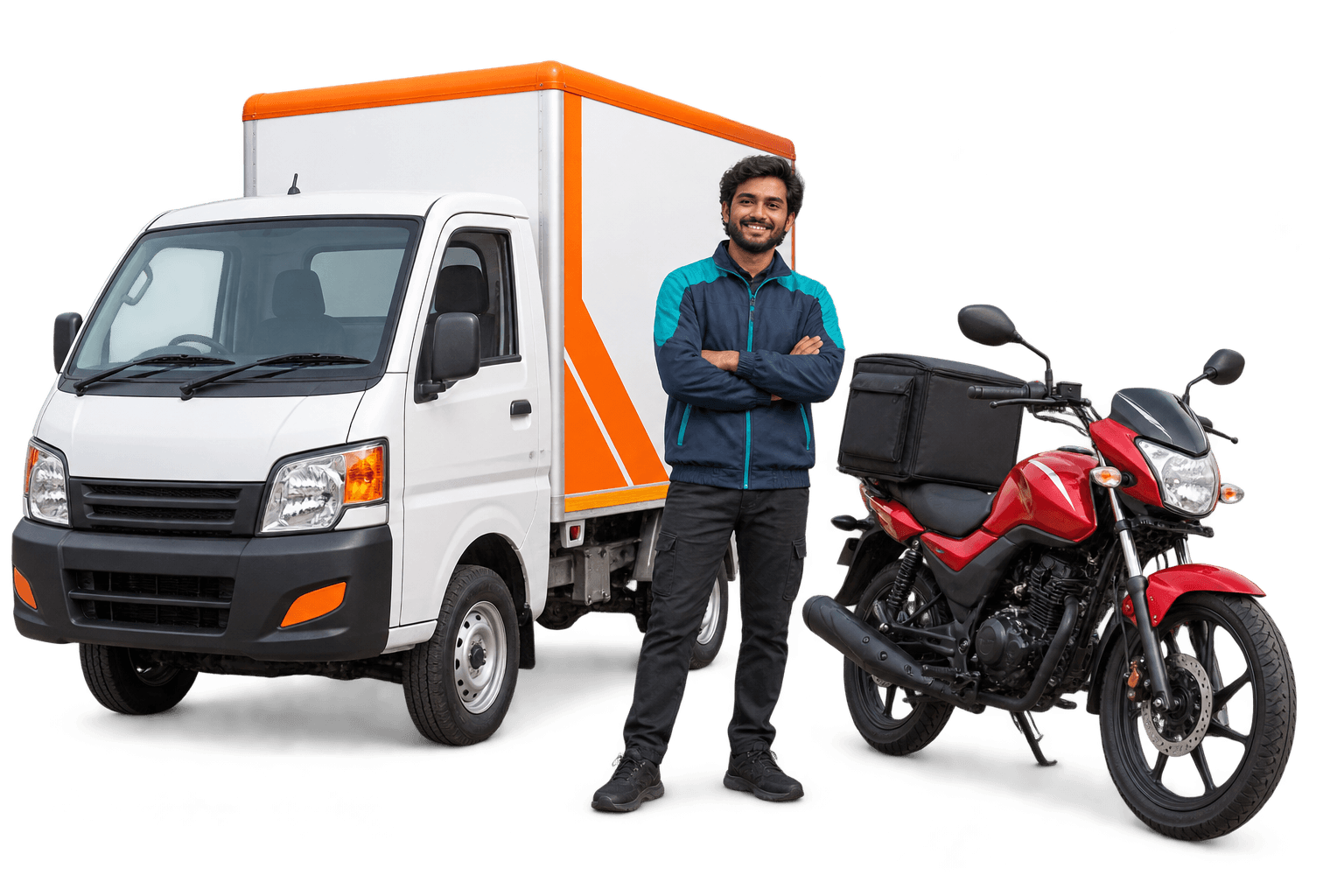 An Indiery partner with a local mini truck and delivery bike